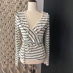 Striped Wrap Top - Black and White